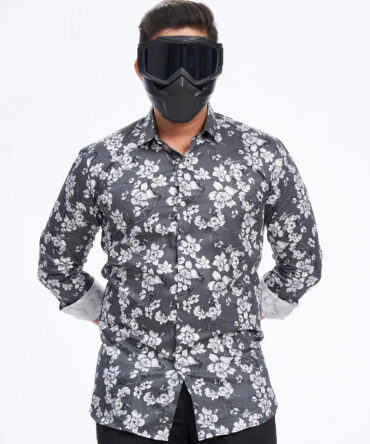 PRINTED SHIRT | GREY AND WHITE FLORAL